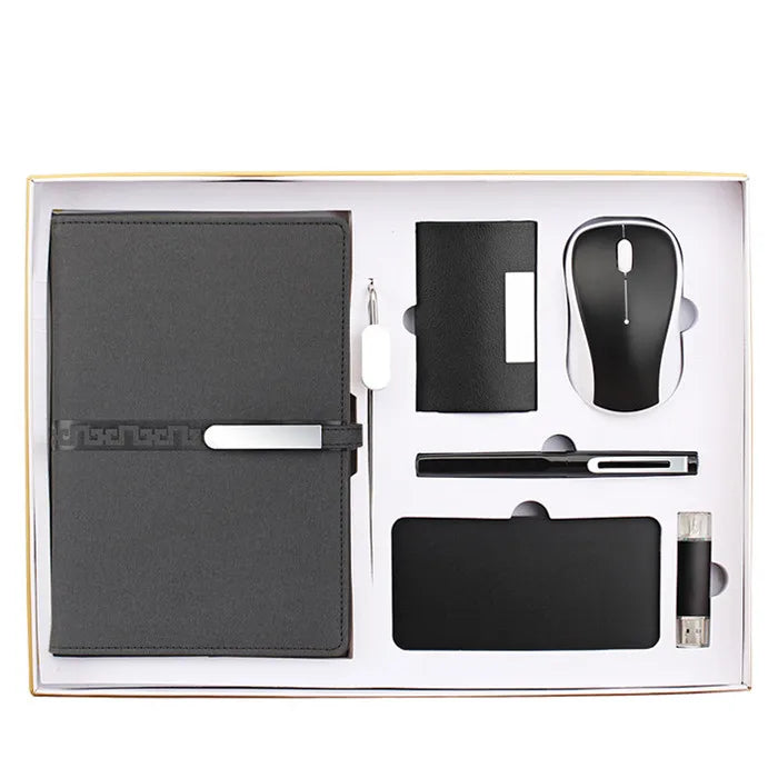 2026 Wholesale New Trendy Powerbank with Notebook Mouse USB Namecard Holder Bookmark and Pen for Business Gift Set for Business