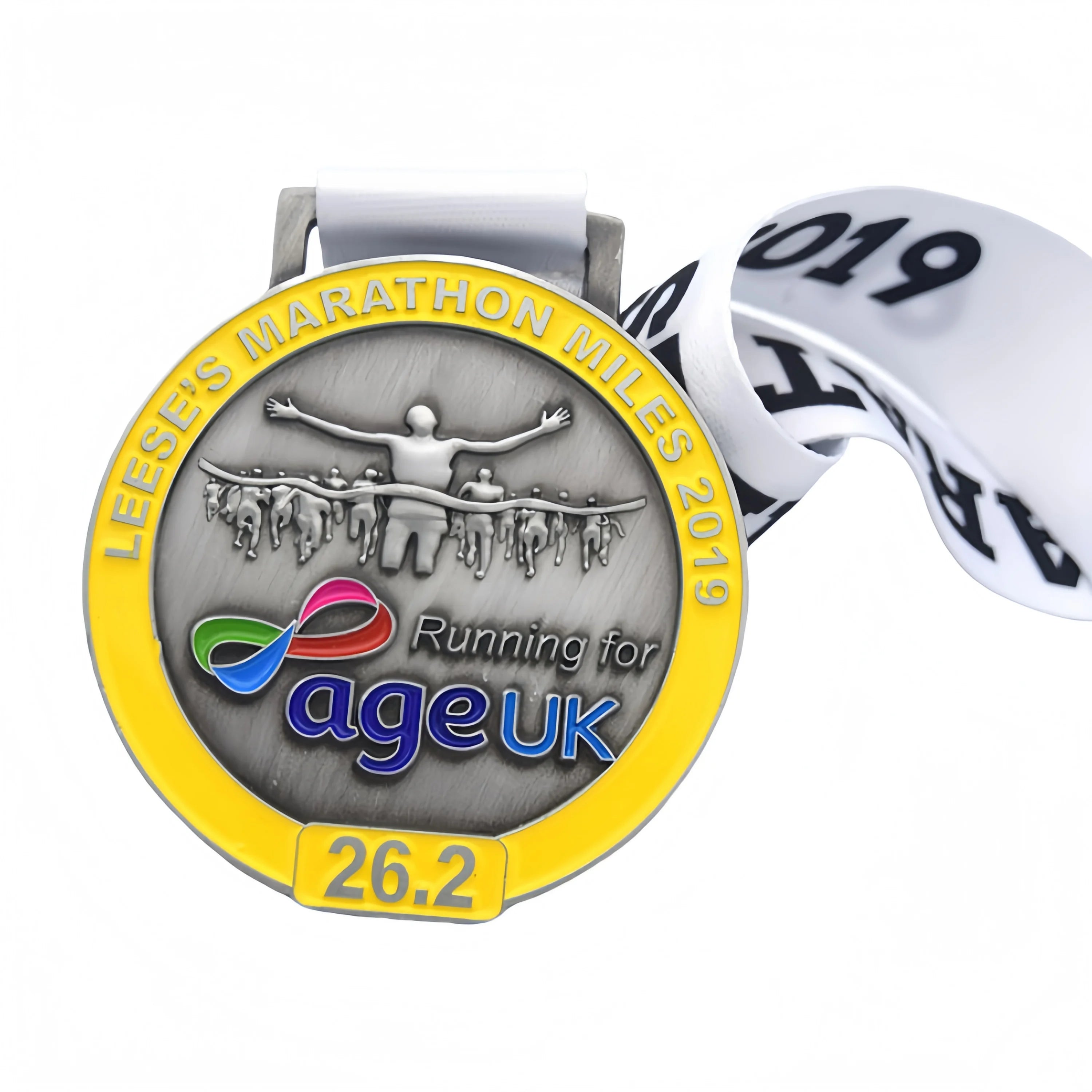 Running for Age UK Marathon Medal Metal Antique Silver Finisher Medals Custom