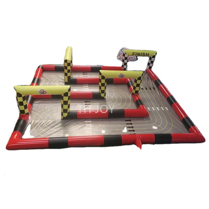 Fast air Ship to Door Outdoor Bumper Car Track Customized PVC Commercial Inflatable Go Kart Track Speedway Court