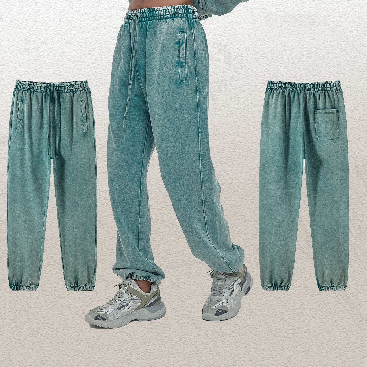DOVEN French Terry Heavyweight Streetwear 100% Cotton Straight Leg Oversized Flared Acid Wash Custom Men Joggers Sweatpants