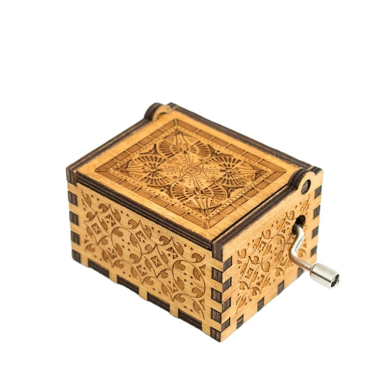 Optimal Wooden Hand-Crank Music Box Kids Jewelry Box with Heart Pattern and Custom Logo Multiple Styles Available