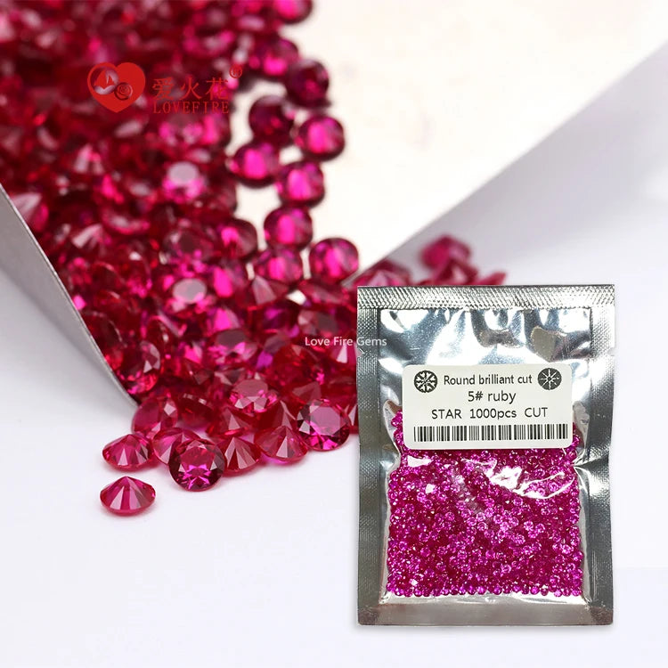 1000pcs/pack Small Sizes 3A Grade 5# Ruby Synthetic Corundum Round Shape Corundum