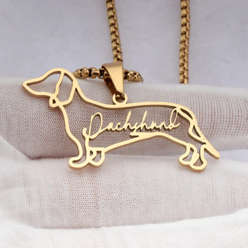 2025 Trendy Custom Name Personalized Necklace Pet Lover Dog Commemorative Dog Shaped Necklace DIY Stainless Steel Necklace