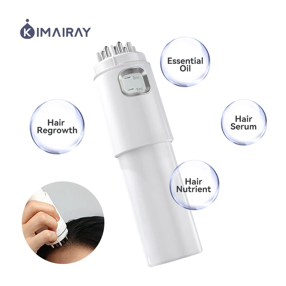Mini Hair Growth Treatment Oil Liquid Scalp Massage Applicator Comb Brush White Kimairay for Hair
