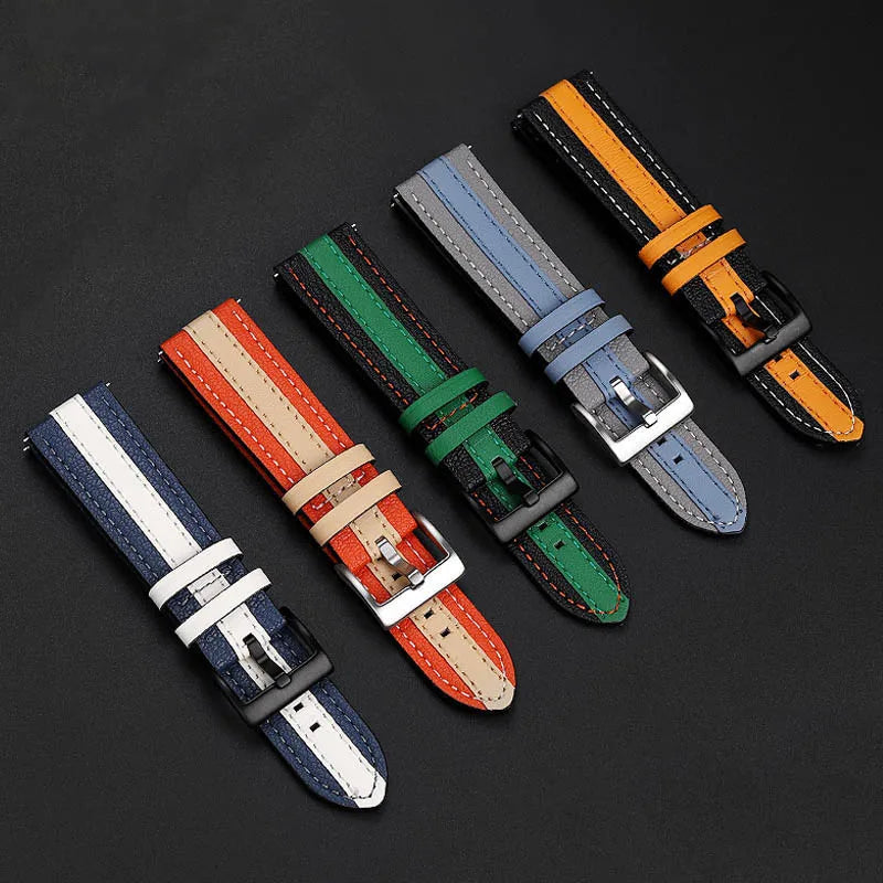 Wholesale Custom Fashion Trend Top Grain Leather Watch Strap 22mm Fit for Swatsh 2 Color Quick Release Watch Band Replacement