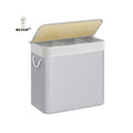 KUYUE Foldable Bamboo Rectangular Storage Hamper with Handles Multi-Purpose Laundry Basket for Dirty Clothes Clothes Washing Bag