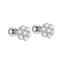 2025 Designs Stud Wholesale 925 Sterling Silver Round CZ Flower Screw Back Earrings Set for Women Fine Jewelry Wholesale
