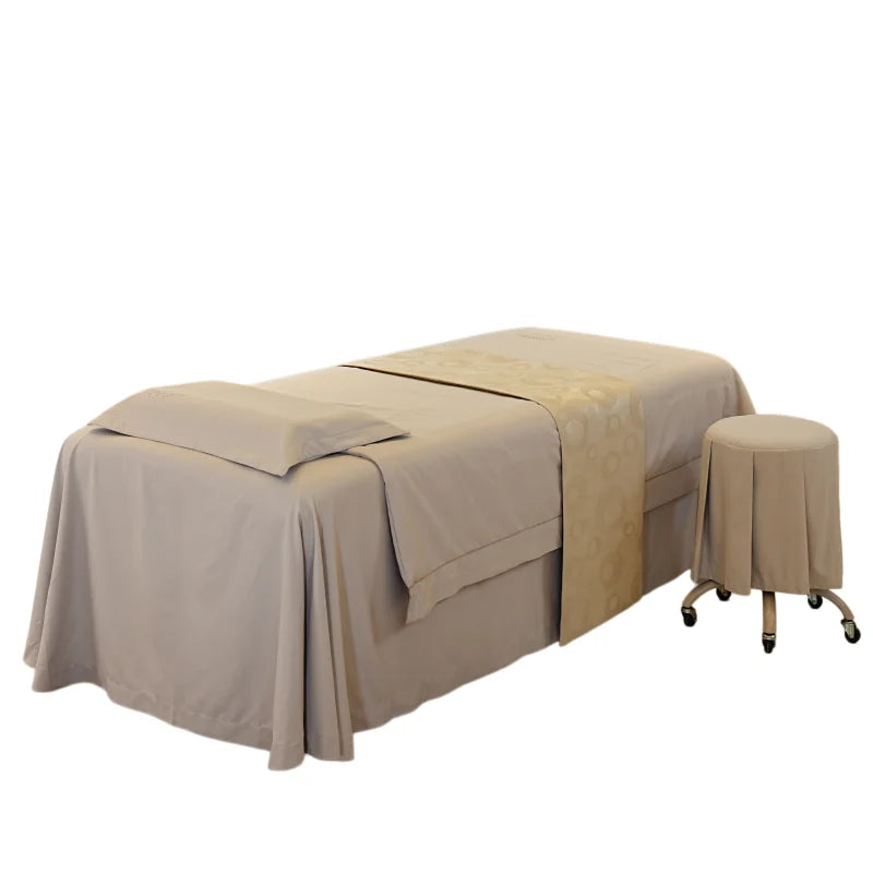 Light Gray Beauty Bed Cover Four Sets Simple European Massage Bedding Set Four Piece with Hole