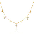 Fancy Beautiful Wedding Gift 925 Sterling Silver Necklaces Bling Gold Cross Pendant Necklace Women