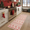 2025 New 6ft 2x6 Moroccan Soft Rug Christmas Snowflake Red Runner with Non-Slip for Bedroom Kitchen Bathroom Modern Boho Style