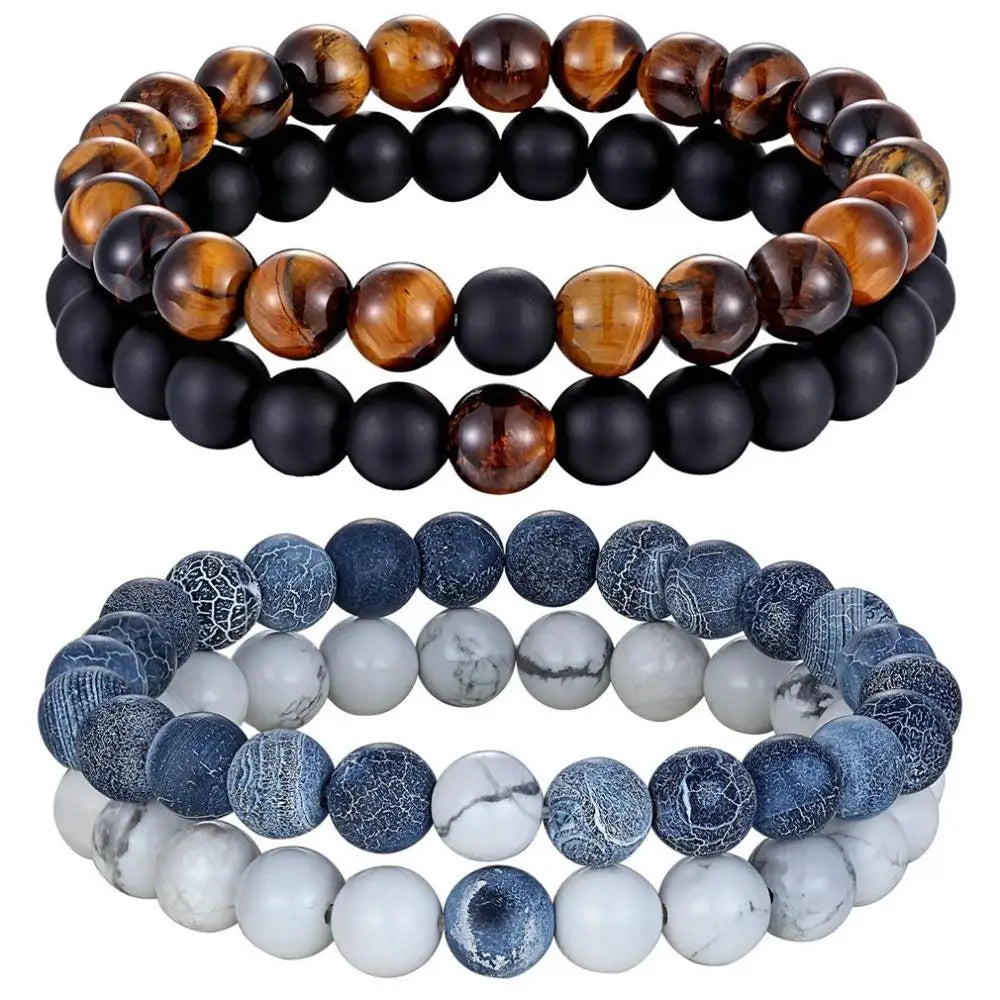 Hot 2pcs/Set 7 Style Natural Stone Yoga Beaded Bracelet Fashion Jewelry Bracelets & Bangles Men Great Gift Charm Jewelry Friends