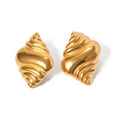 N&S Ins18k Light Luxury Niche Croissant Earrings 18K Gold Stainless Steel Drop Fashion Joker Conch Elegant Drop Earrings