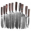 Professional Ultra Sharp 10 Pcs High Quality Stainless Steel Kitchen Chef Knives Set with Ergonomic Wood Handle Chef Knife Set