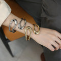 Women's Gold Plated Alloy Punk Style Trendy Geometric Cuff Bracelet Spring Opening Irregular Chunky Bangles Hollow Design Party