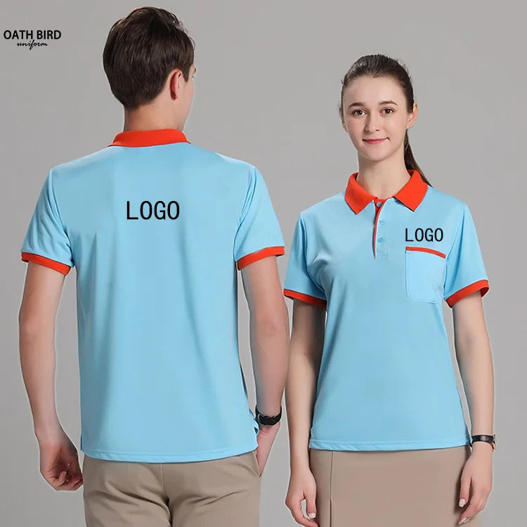 Custom LOGO Embroidery Cotton Polyester Front Chest Pocket Polo Shirts Work Wear Promotional Uniform Polo Shirts for Men Women