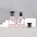 Round Shape Perfume Glass Bottle Pink Color Screw Neck 30ml 50ml Empty Sprayer Bottles With Cap
