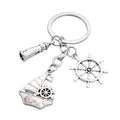 Fashion Navigation Zinc Alloy Keychain Rudder Sailboat Lighthouse Metal Keychain Backpack Pendant Car Key Ring Souvenirs Gift