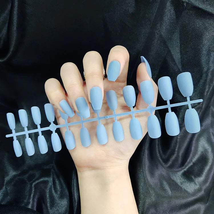 Wholesale Acrylic Nail Best Medium Solid Color Coffin Press on Nails Artificial Fingernails Bulk Nail Supplies for Women