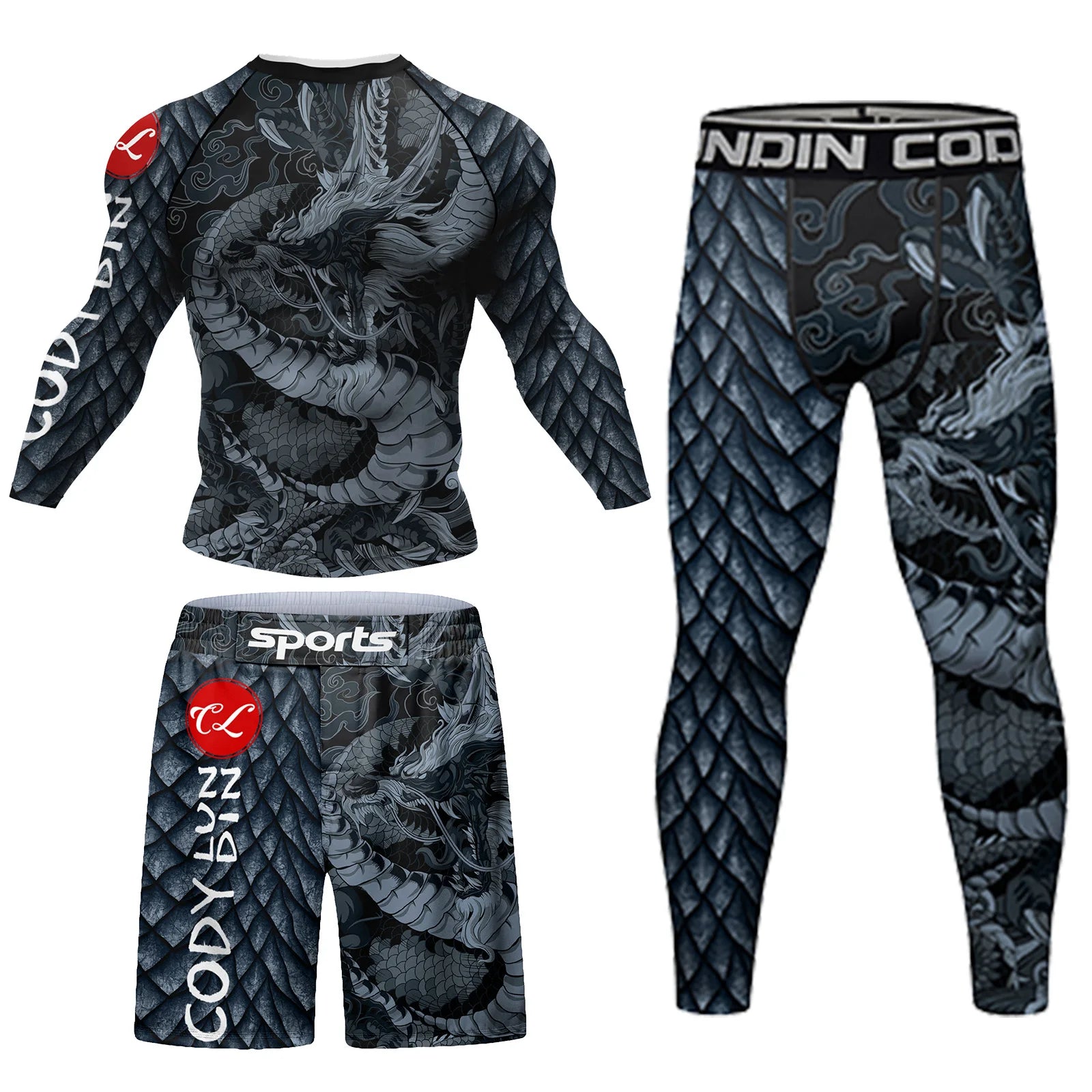 Cody Lundin Custom Printed Compression UV Protection Shirt Grappling MMA Shorts Fight Wear for Men Jiu Jitsu Bjj Rash Guard Set