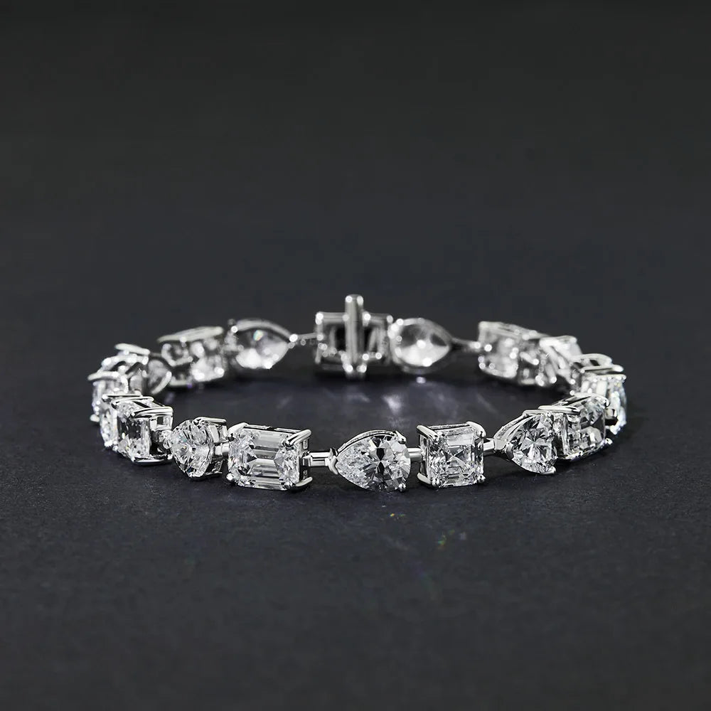 Luxury 18k Gold Plated Diamond Sterling Silver Tennis Bracelet for Women Jewelry