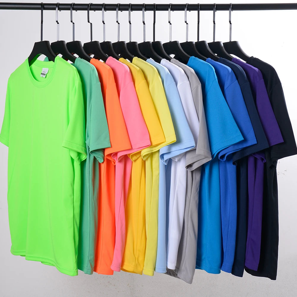 Customized Wholesale Blank Men 100% Polyester Knitted Quick Dry Loose Fit T-shirts with Custom Printing Logo Sporty Style