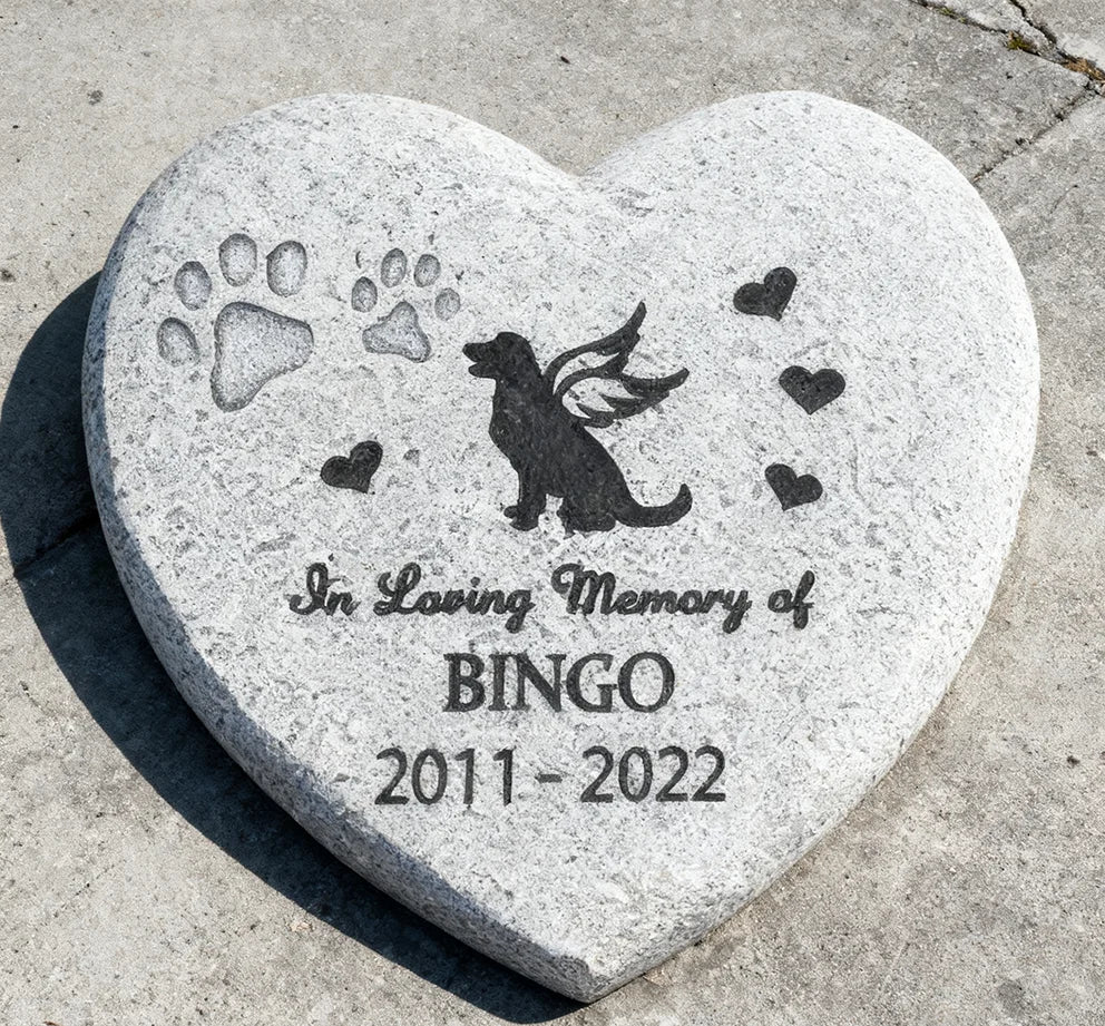 Irregular Resin Animal Flower Pet Memorial Ornament Art Hand-painted Claw Print Elements Stone-like Texture Engraved