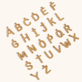 Dingran Charms Stainless Twisted Steel Initial Letter Charms & Pendants Gold Plated Jewelry for Making
