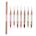 Rose Gold Nail Art Brush Double Head Dotting Wax Picker Pen for Nails Rhinestone