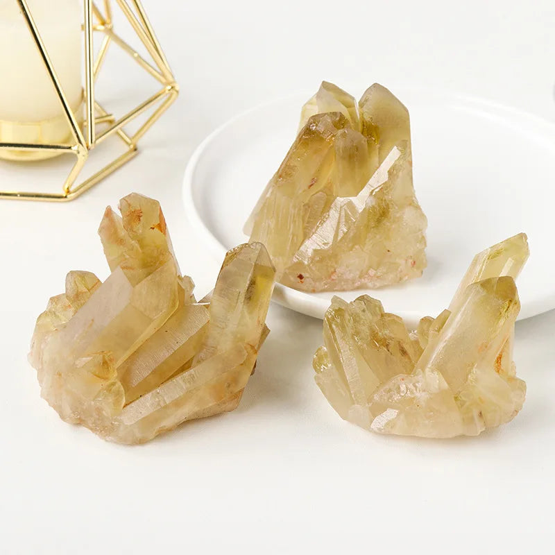Natural Raw Citrine Crystal Cluster Geode Stone Mineral Specimen Gemstone for Reiki Healing Home Decoration