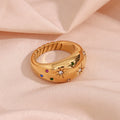 Chunky Colorful Zircon Statement Rings 18k Gold Plated Valentines Day Gift Stainless Steel Fashion Jewelry Rings