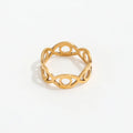High End 18K Plain Gold Hollow Eye Rings Stainless Steel Trendy Simple Gold Plated Jewelry
