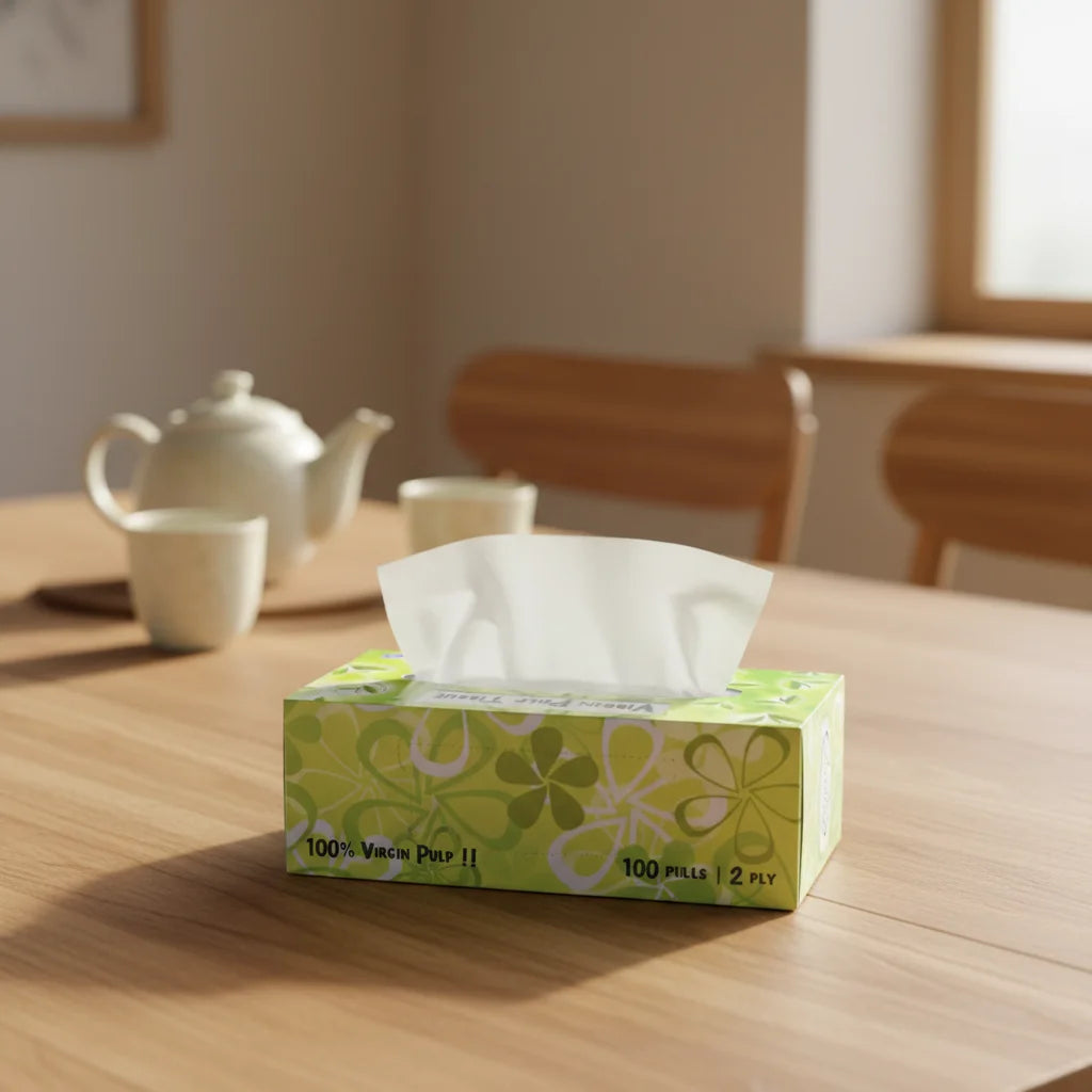 Wholesale Cheap Price Good Touch Skin Friendly Flat Box Big Soft Plastic Pack Cube Box Paper Facial Tissue 2 Ply