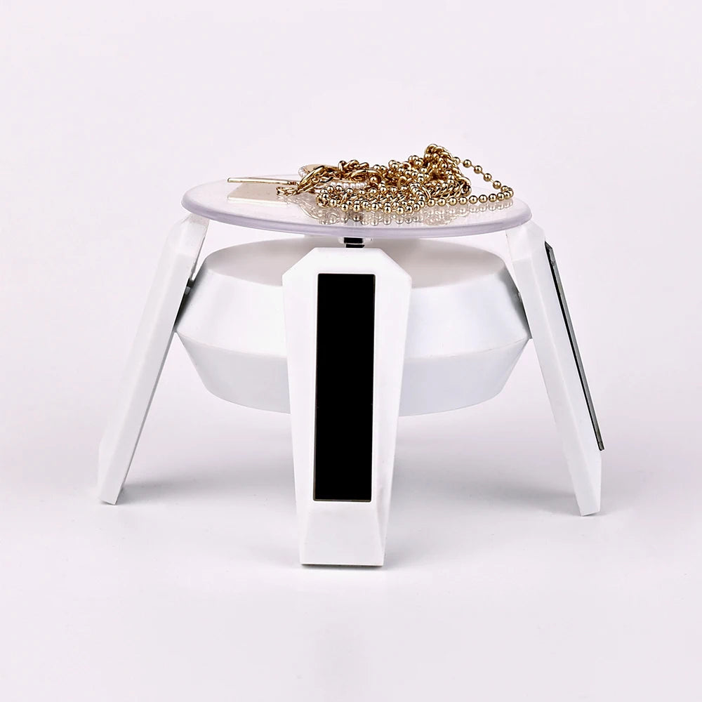 Customized Solar Automatic Rotating Jewelry Stand Ring Bracelet Watch Display Stands Hot Selling White Cases & Displays