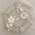 SLBRIDAL Handmade Ceram Flower Freshwater Pearls Bridal Hair Pin Wedding Hair Sticker Women Bridesmaids Jewelry Hair Accessories
