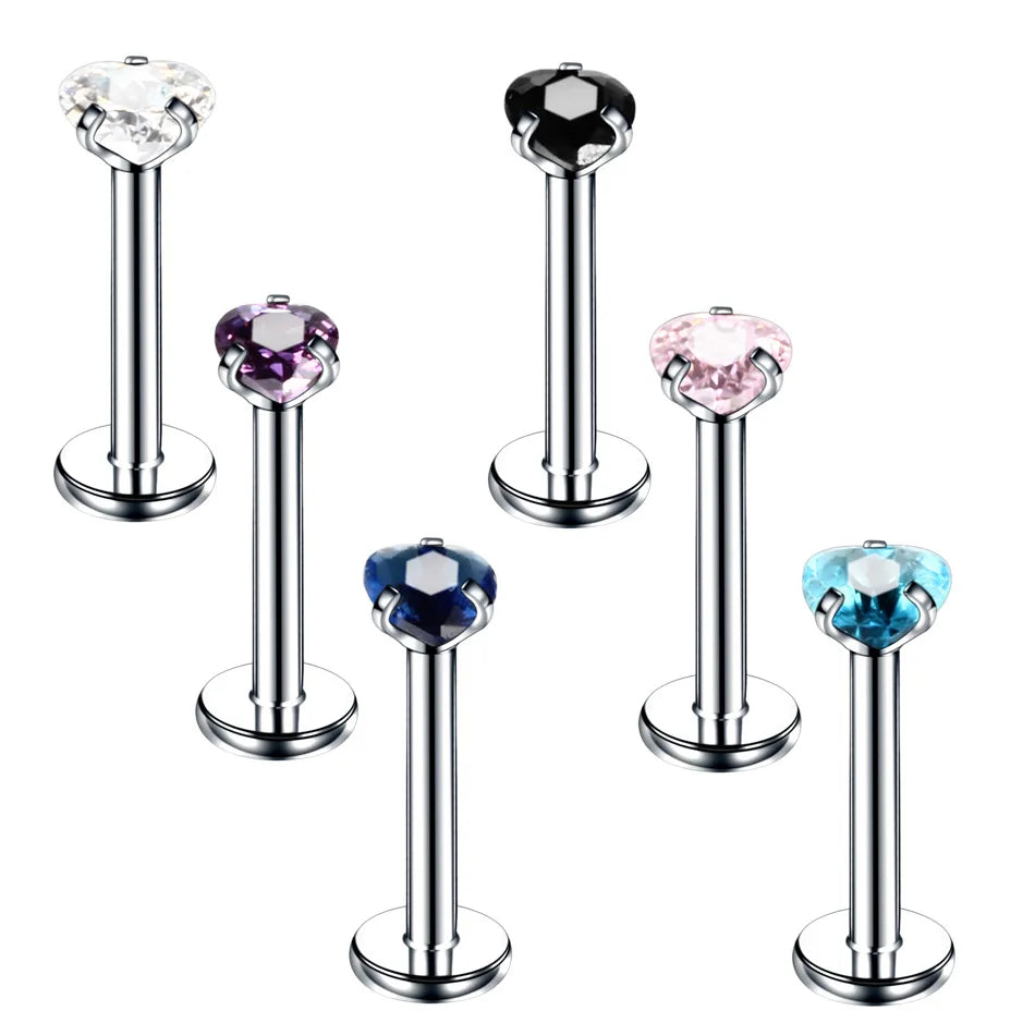 16G Stainless Steel Cartilage Tragus Stud Earrings for Men Women Helix Barbell Hoop Earrings CZ Labret Lip Ear Piercing Jewelry