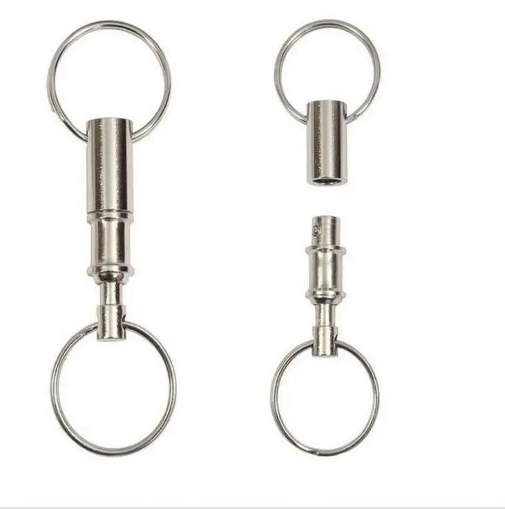 Removable Quick Release Keychain Pull Apart Keychain Accessory Split Key Ring Double Heads Detachable Metal Key Chain Pull Apart