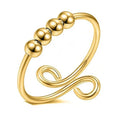 Wholesale New Fashion Adjustable Stainless Steel Beads Rings Jewelry Rose Gold Plated Couple Stress Reliever Rings for Women
