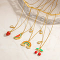 2025 Cute Stainless Steel Necklace 18K Gold Plated Strawberry Cherry Charm Pendant Necklaces Fruit Necklace for Women Girls