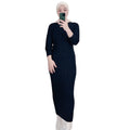 2023 New Winter Sweater Islamic Knit Long Tunic Dress Dubai Abaya Turkey Kaftan Women Ladies Robe for Muslim