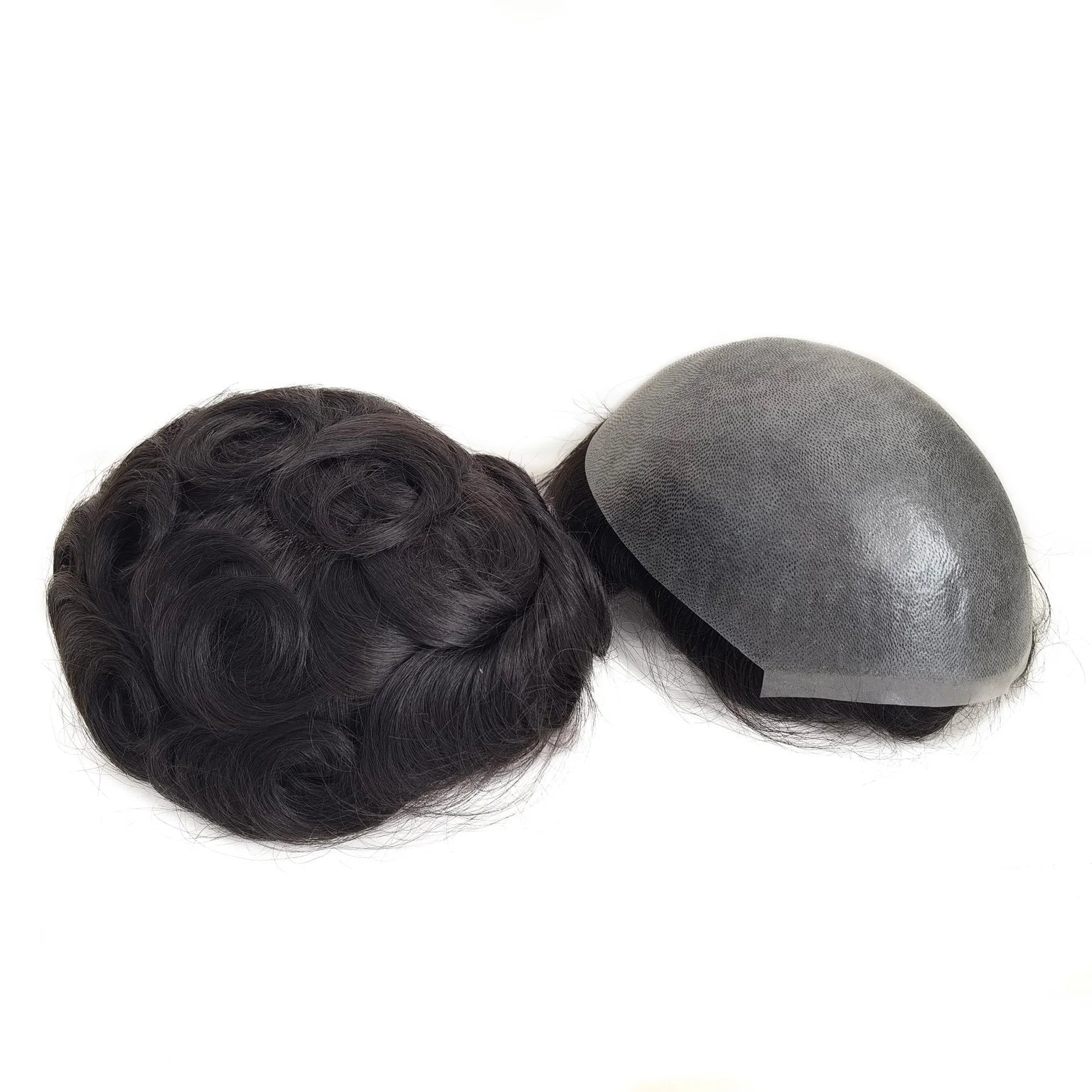 Revert Knots Full Thin PU Skin Base Body Wave Human Hair Unit Men Toupee With Natural Hairline