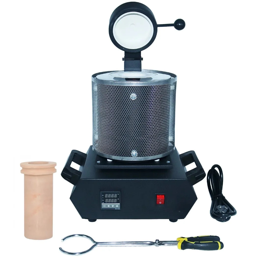 Portable Gold Silver Copper Aluminum Jewelry Metal Smelter Machine 1600W 1kg/2kg/3kg Ceramic Crucible Gold Melting Furnace Kit