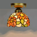 Tiffany Light Stained Glass Baroque European Iron LED Ceiling Lamp for Hotel Use 8 Inch Surface Mounted