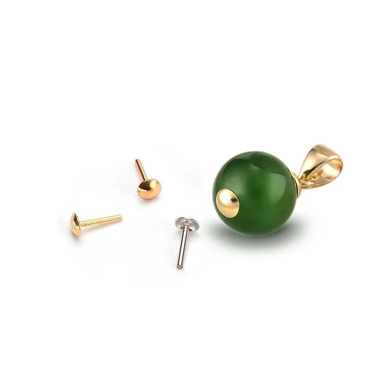 AU750 Real Solid Gold Wholesale DIY Handmade Component Findings Bead Pearl Pin Bead Caps for Jewelry Making