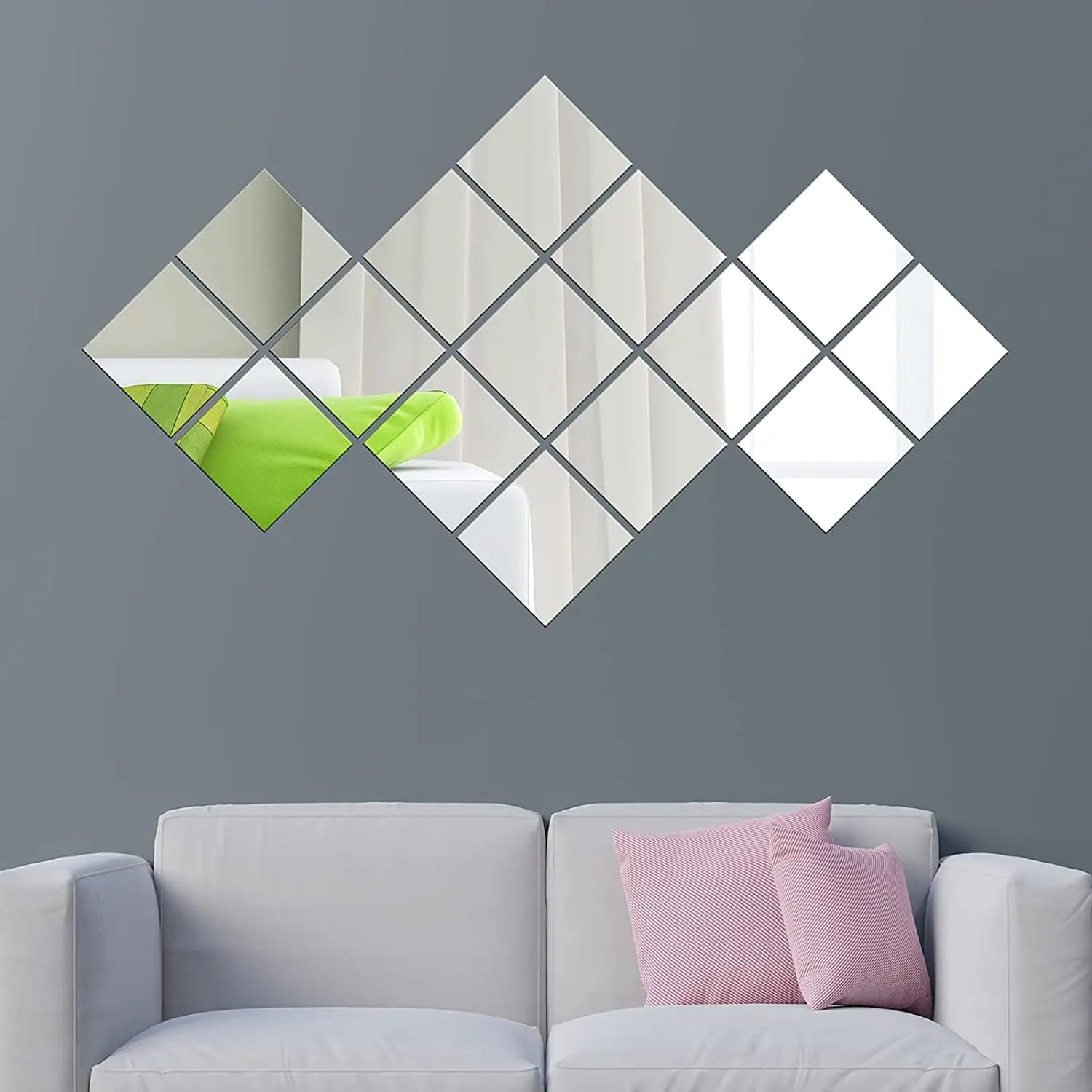 10pcs 6-Inch Removable Acrylic Square Mirror Wall Sticker 15x15cm Home Wall Decoration