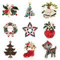 2026 Christmas Tree Bell Rhinestone Brooch Fashion Jewelry Christmas Santa Claus Boot Garland Badge Pin Decoration for Gift