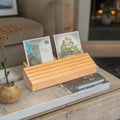 Hot Sale Stand Set of 4 Tire Wood Postcard Business Playing Card Holders Wood Base Photo Sand for Children Elderly Adults