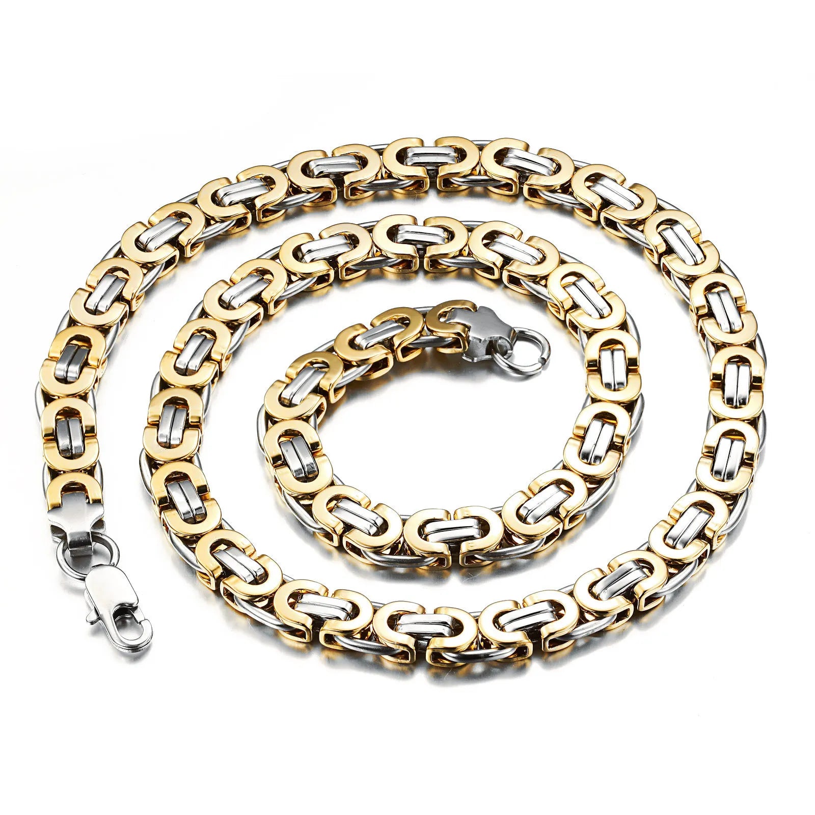 4mm Size Men Stainless Steel Byzantine Chain for Men's Heavy Punk Necklace Jewelry
