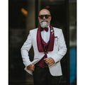 Handsome Burgundy Velvet Lapel Vest Men Wedding Tuxedos Suits Custom Made Formal Prom Groom Business Blazer Masculino 3 Pieces