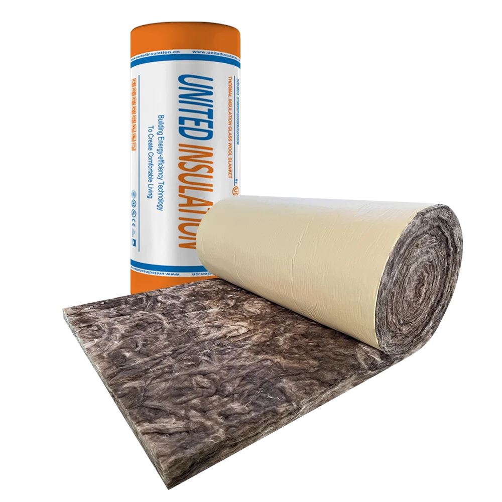 Professional Formaldehyde-free Fire-proof Building Insulation Chocolate Eco Brown Fiber Glass Wool Roll