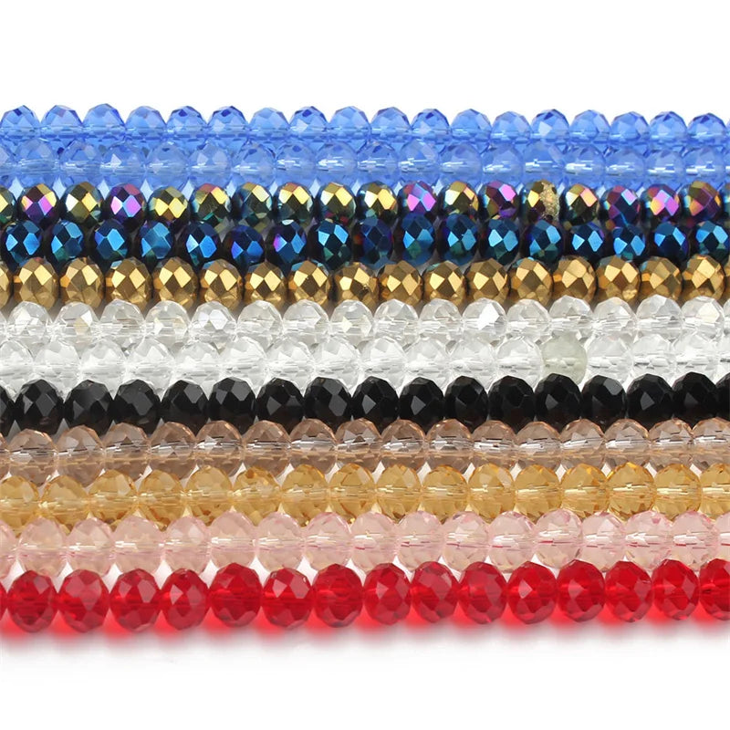 Cheap Rondelle Crystal Beads Wholesale/faceted Crystal Rondelle Glass Beads Factory/Glass Beads Loose Round Beads for Jewelry